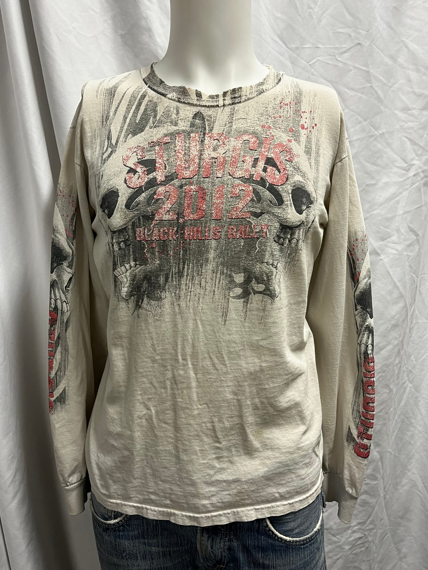 M - Sturgis Skull Graphic Biker Long Sleeve