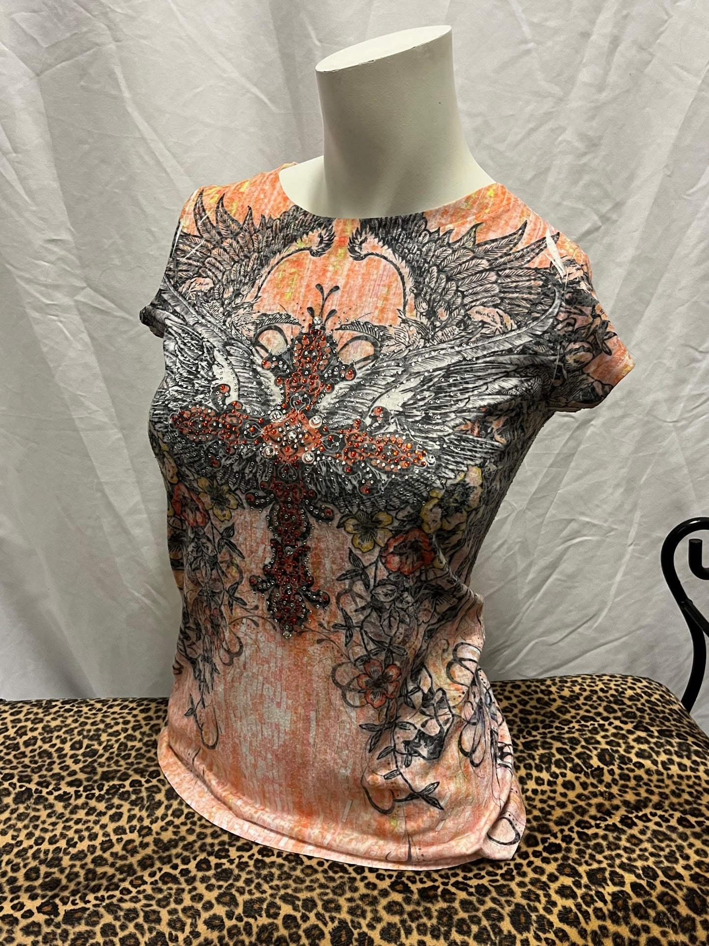 S - Davida Y2K Rhinestone Gothic Graphic Top