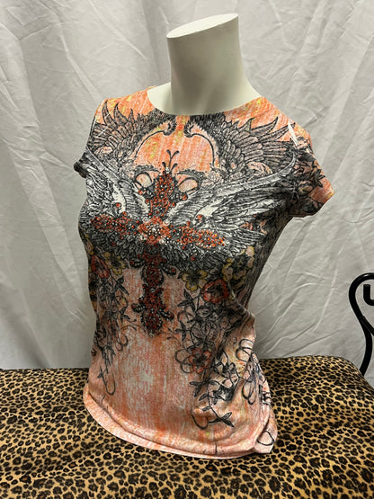 S - Davida Y2K Rhinestone Gothic Graphic Top