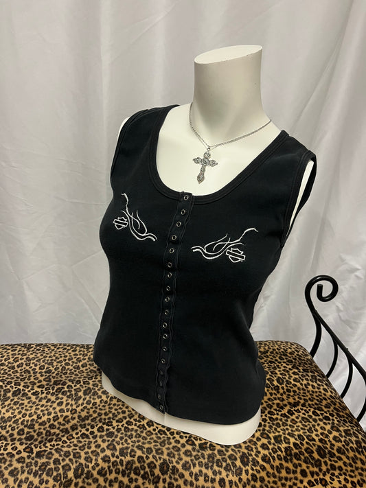 M - Harley Davidson Y2K Button Down Tank Top