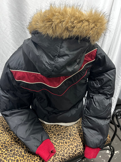 S - Exco Girl Y2K Faux Fur Hood Fitted Coat