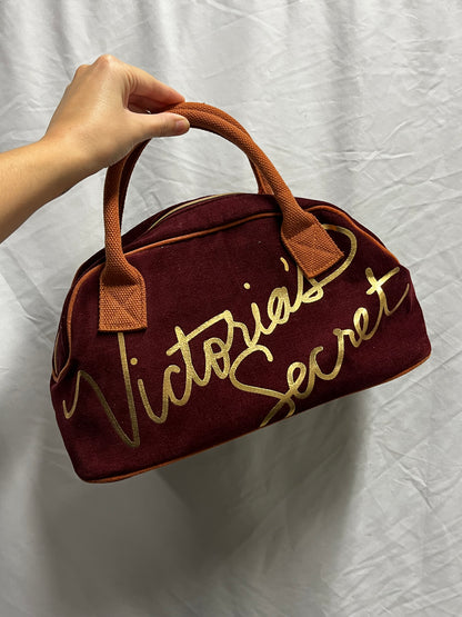 Purse - Victoria's Secret Burgundy + Gold Bowling Bag