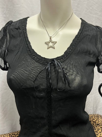 S - The Limited Black Sheer Peasant Top
