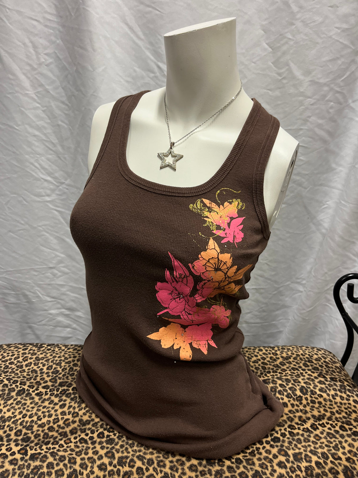M - Garage Y2K Brown Flower Graphic Tank
