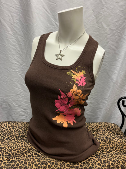 M - Garage Y2K Brown Flower Graphic Tank