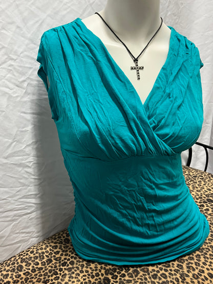 S - I.N.C. 2000s Teal Ruched Blouse