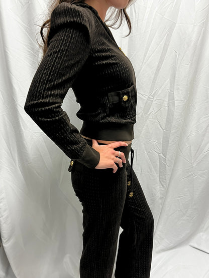 S - Juicy Couture Brown Cable Velour Tracksuit Deadstock SET