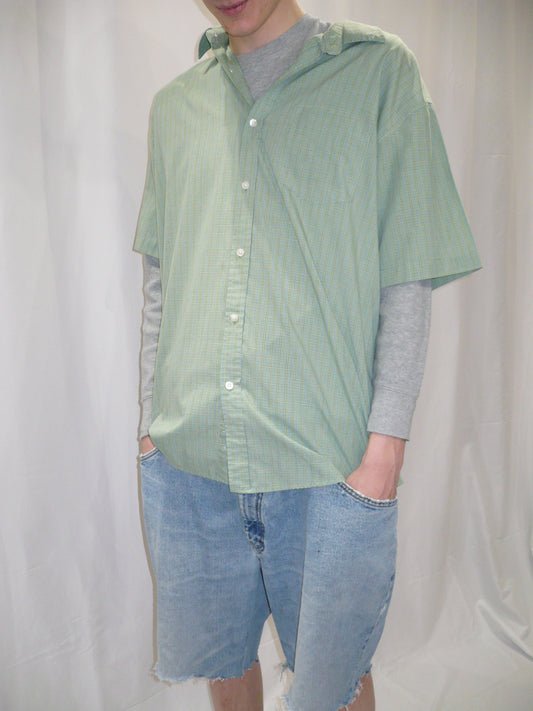 Hunt Club Green Plaid Short Sleeve Button Down