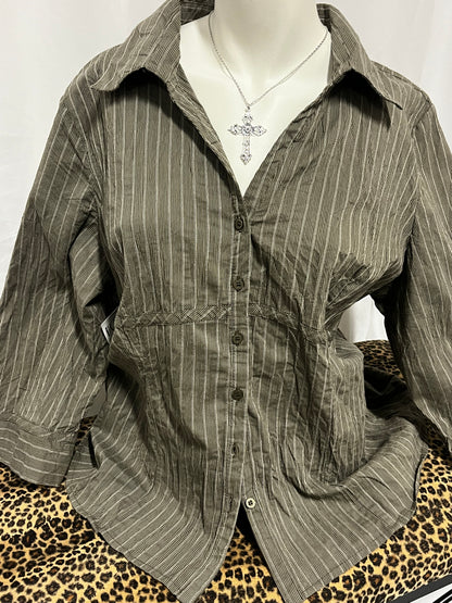 XL - Y2K Striped Office Blouse