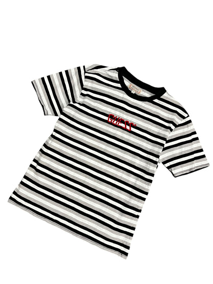 S - Guess Striped Sewn Lettering Tee