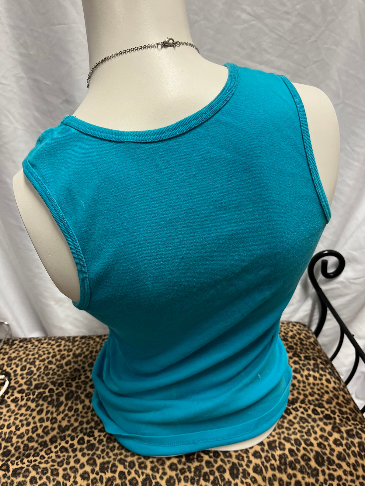 L - Guess Jeans Y2K Rhinestone Blue Tank Top