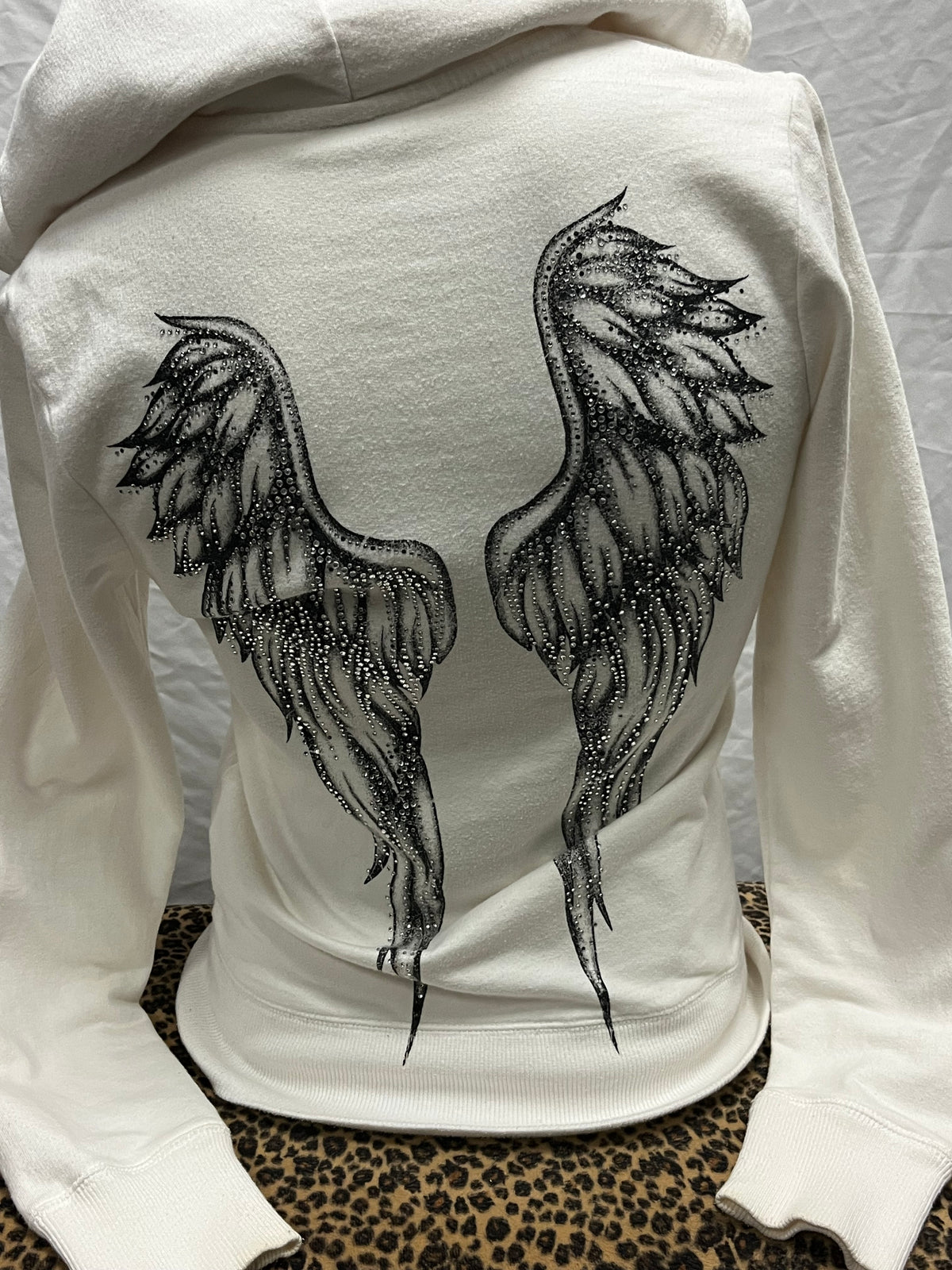 S - Sara Mode Y2K Rhinestone Wings Zip Hoodie