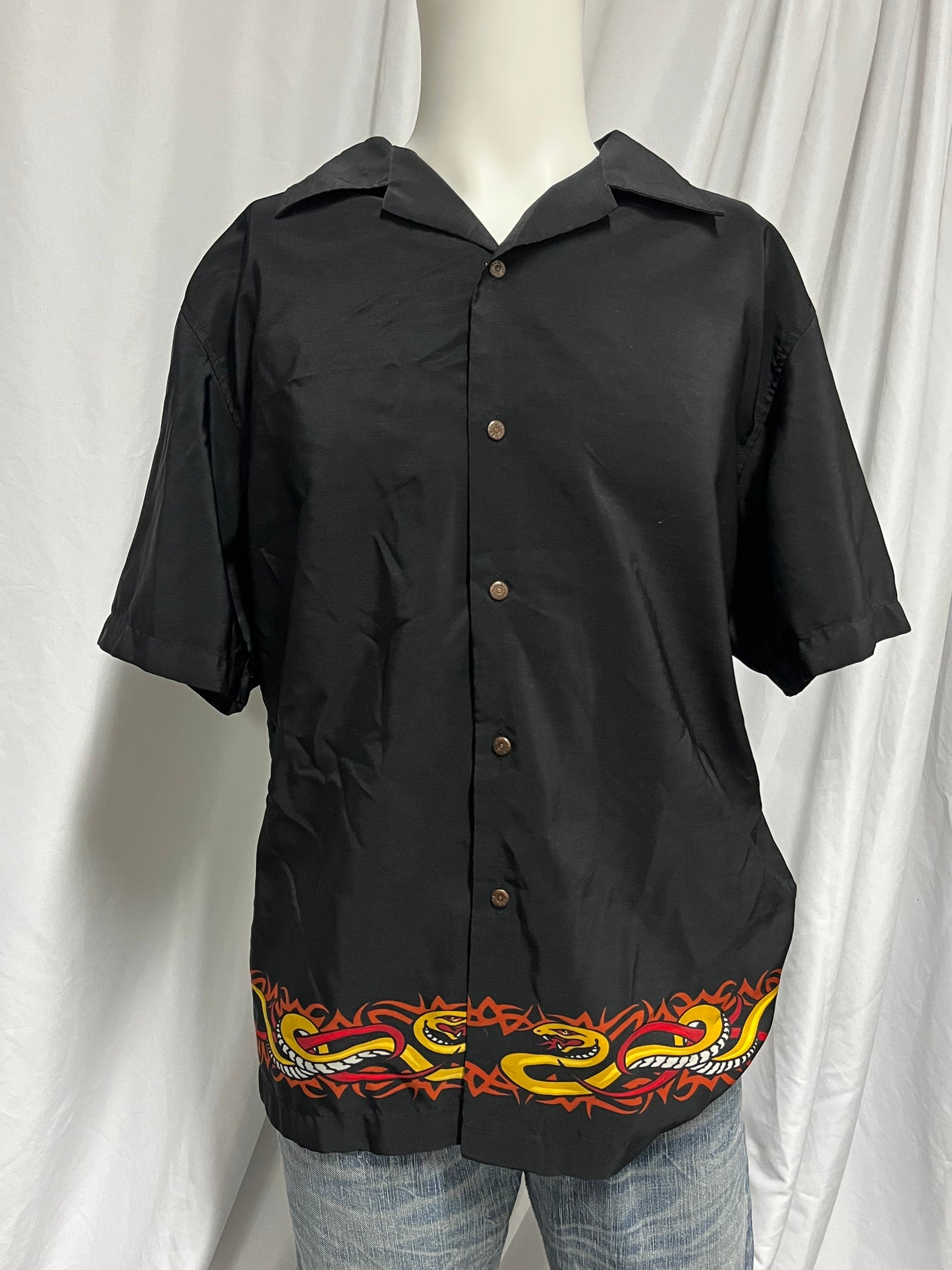 L - R2 Lounge Y2K Graphic Button Down