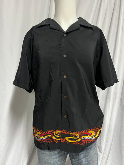 L - R2 Lounge Y2K Graphic Button Down