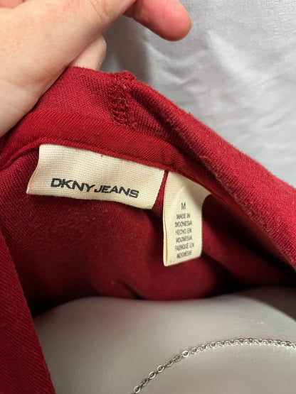 M/L - DKNY 2000S Red Velour Rhinestone Zip Hoodie