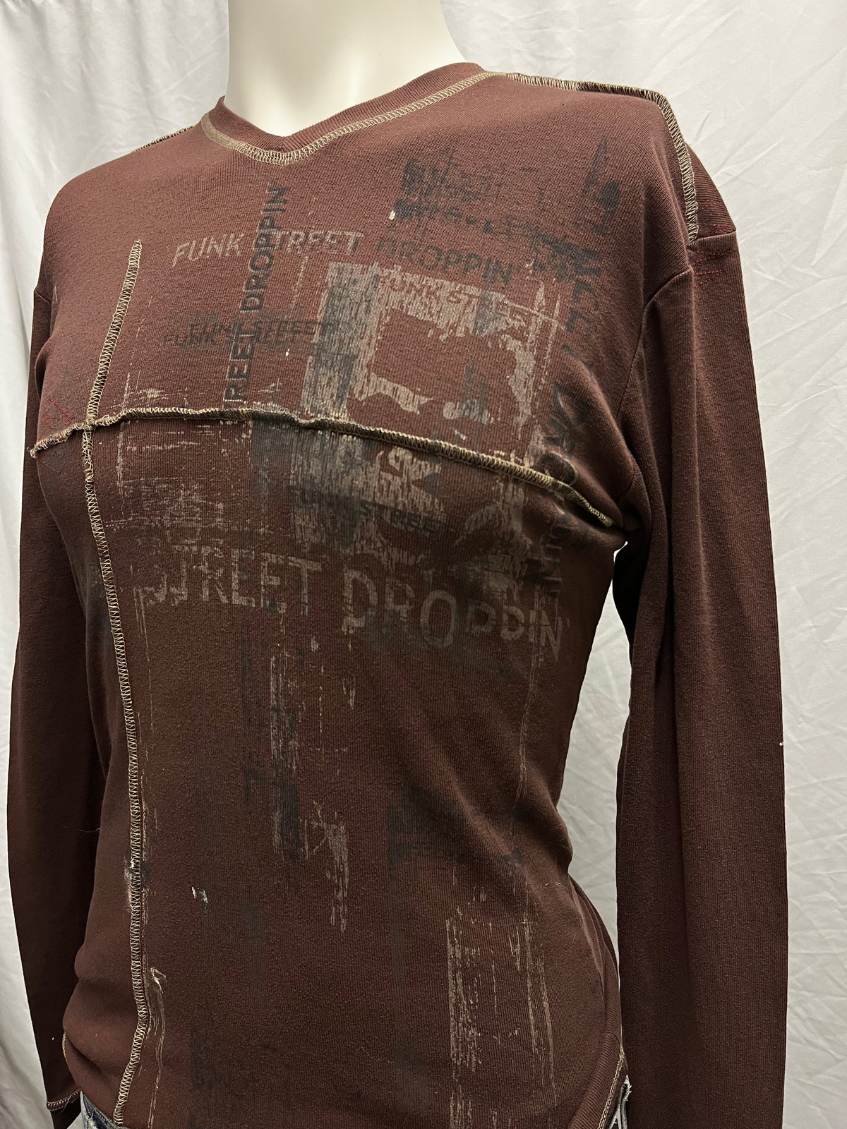 S - Redsquad Y2K Brown Gothic Graphic Long Sleeve