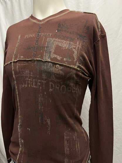 S - Redsquad Y2K Brown Gothic Graphic Long Sleeve