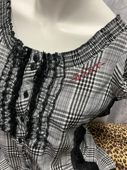 L/XL - Karv 2000s Lace Detail Button Blouse