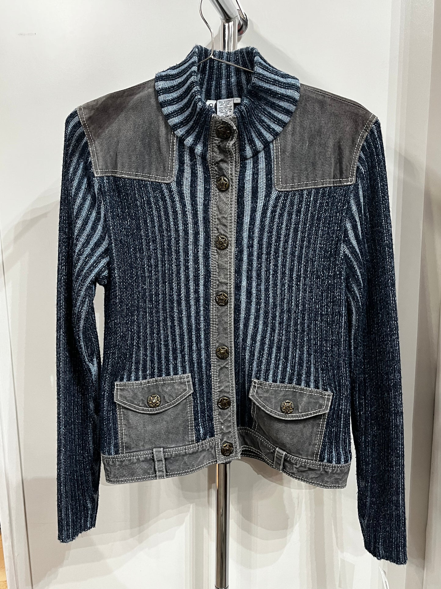 M/L - Chic Knits Vintage Leather + Wool Jacket