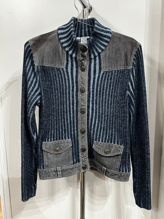 M/L - Chic Knits Vintage Leather + Wool Jacket