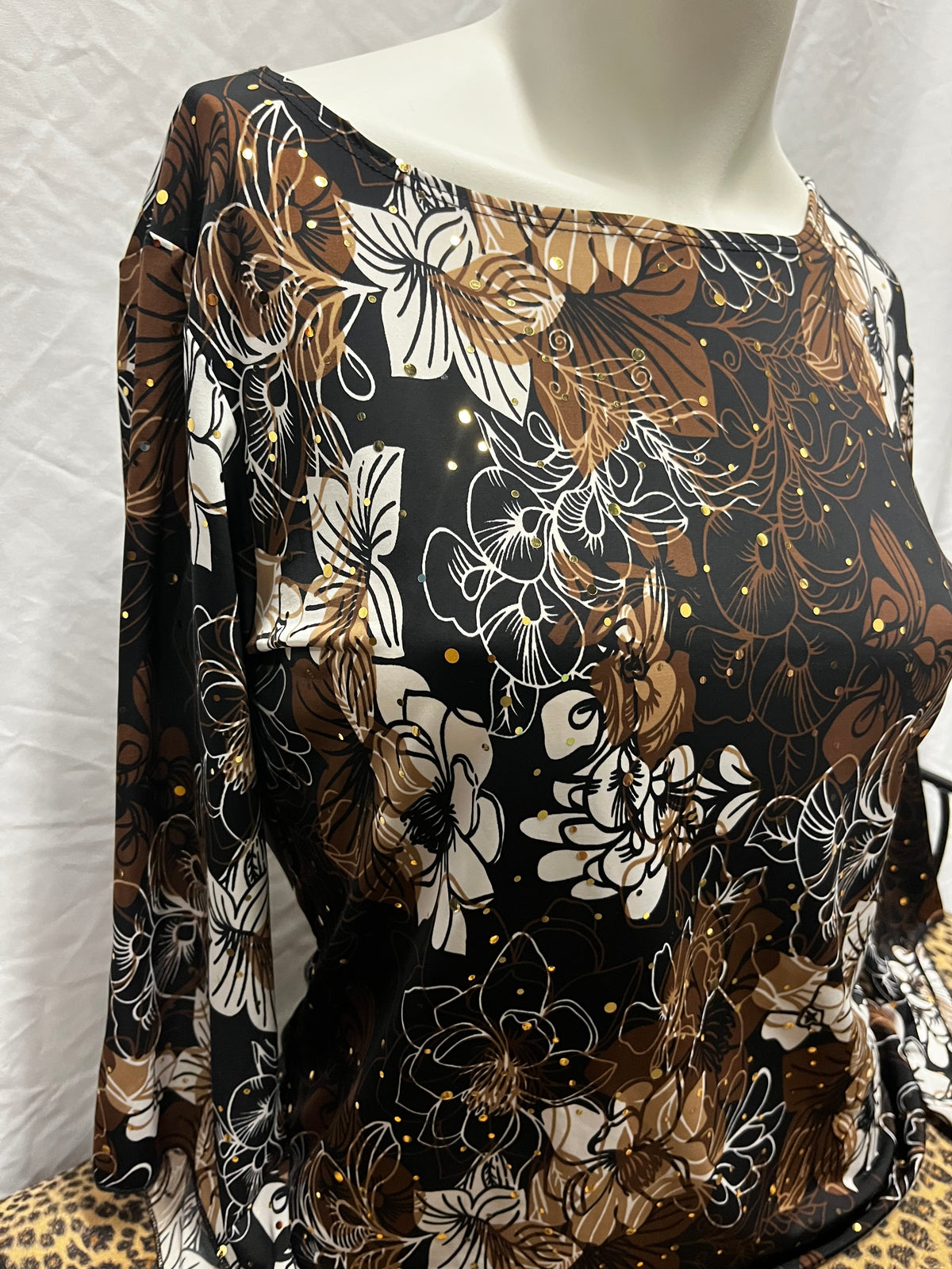 M - Brittany Black Y2K Sequin Bell Sleeve Blouse
