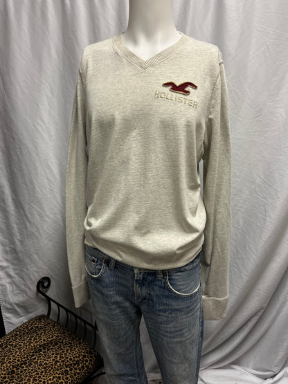 XL - Hollister Y2K Patch Logo V-Neck Sweater