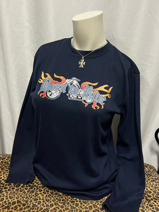 L - Born To Ride 90s Graphic Long Sleeve Top