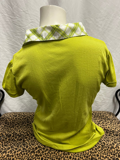 M - 212 Y2K Green Plaid Collared Blouse