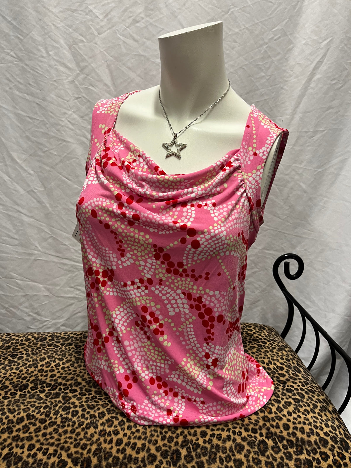 S - I.E. Y2K Pink Patterned Drape Top