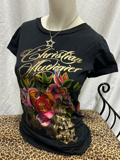 XS/S - Christian Audigier Y2K Rhinestone Tattoo Top