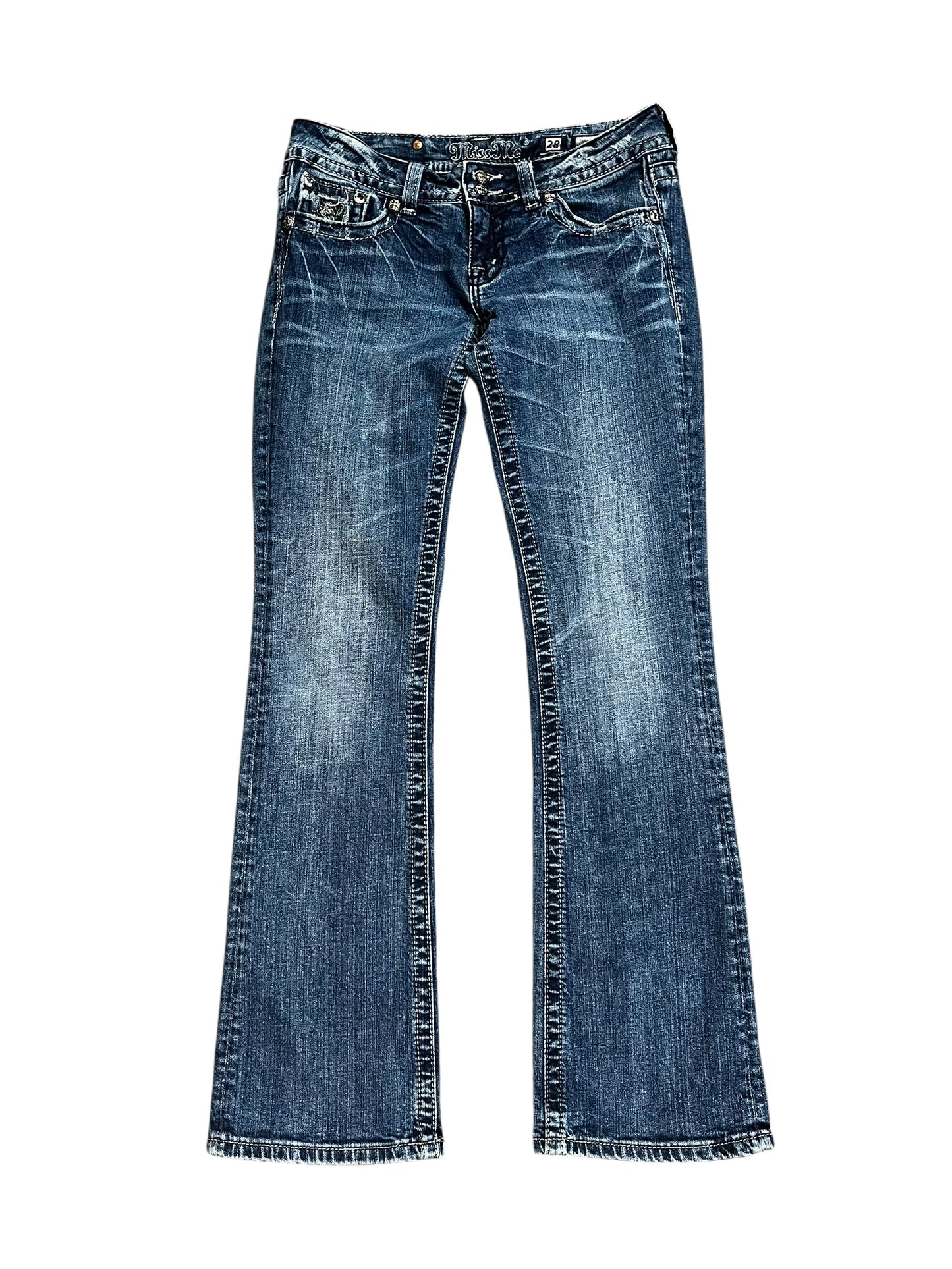 28" - Miss Me Y2K Bootcut Bling Low Rise Jeans