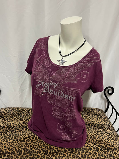 L - Harley Davidson Purple 2000s Graphic Top