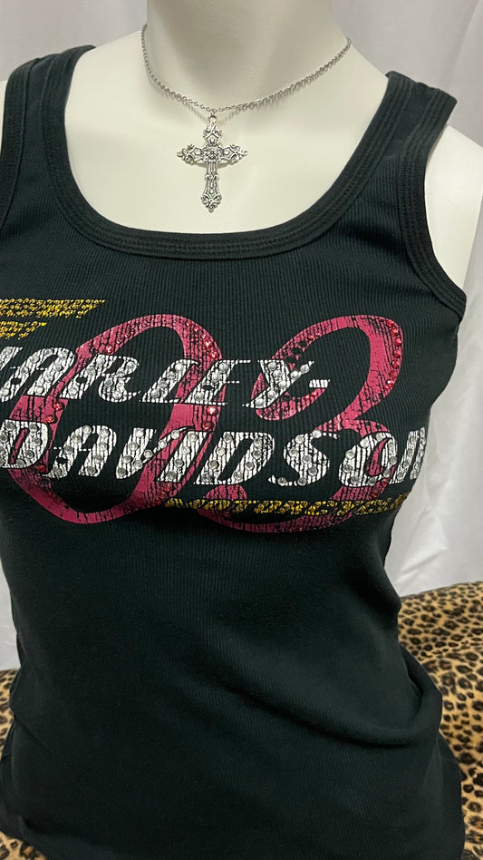 M - Harley Davidson Y2K Rhinestone Graphic Ribbed Tank