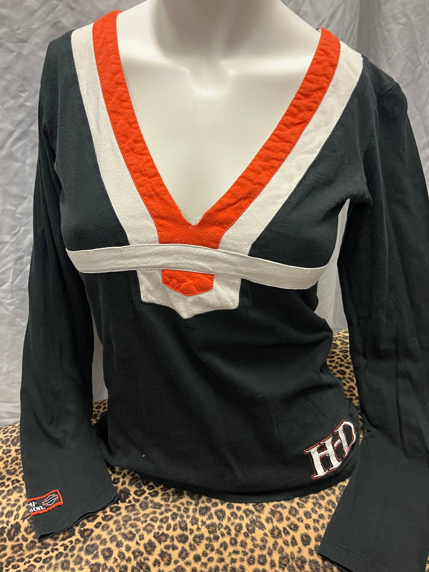 S/M - Harley 2000s Outline Deep Neck Top