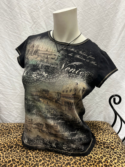 M - Blue Canyon 2000s Venice Rhinestone Top