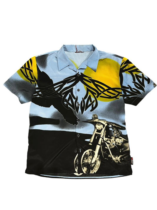 L - Player Y2K Motorbike All-Over Button Down