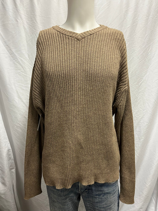 L - Northern Elements 90s Beige Ribbed Knit Sweater