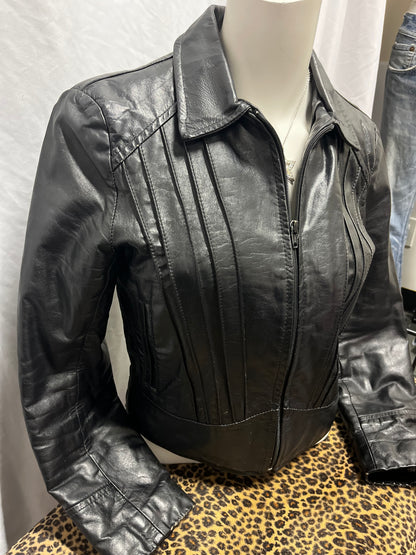 XS/S - Jeffrey Alan 90s Genuine Leather Fitted Zip Jacket