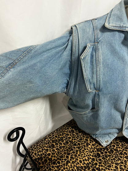 XS - Vintage 80s Light Wash Heavy Denim Jacket