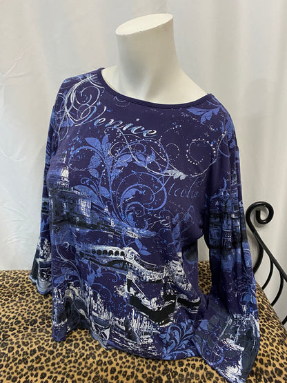 L - Venice Rhinestone AOP Graphic Top