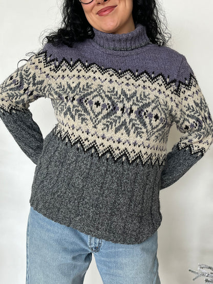 Serious Affairs Purple Knit Turtleneck Sweater