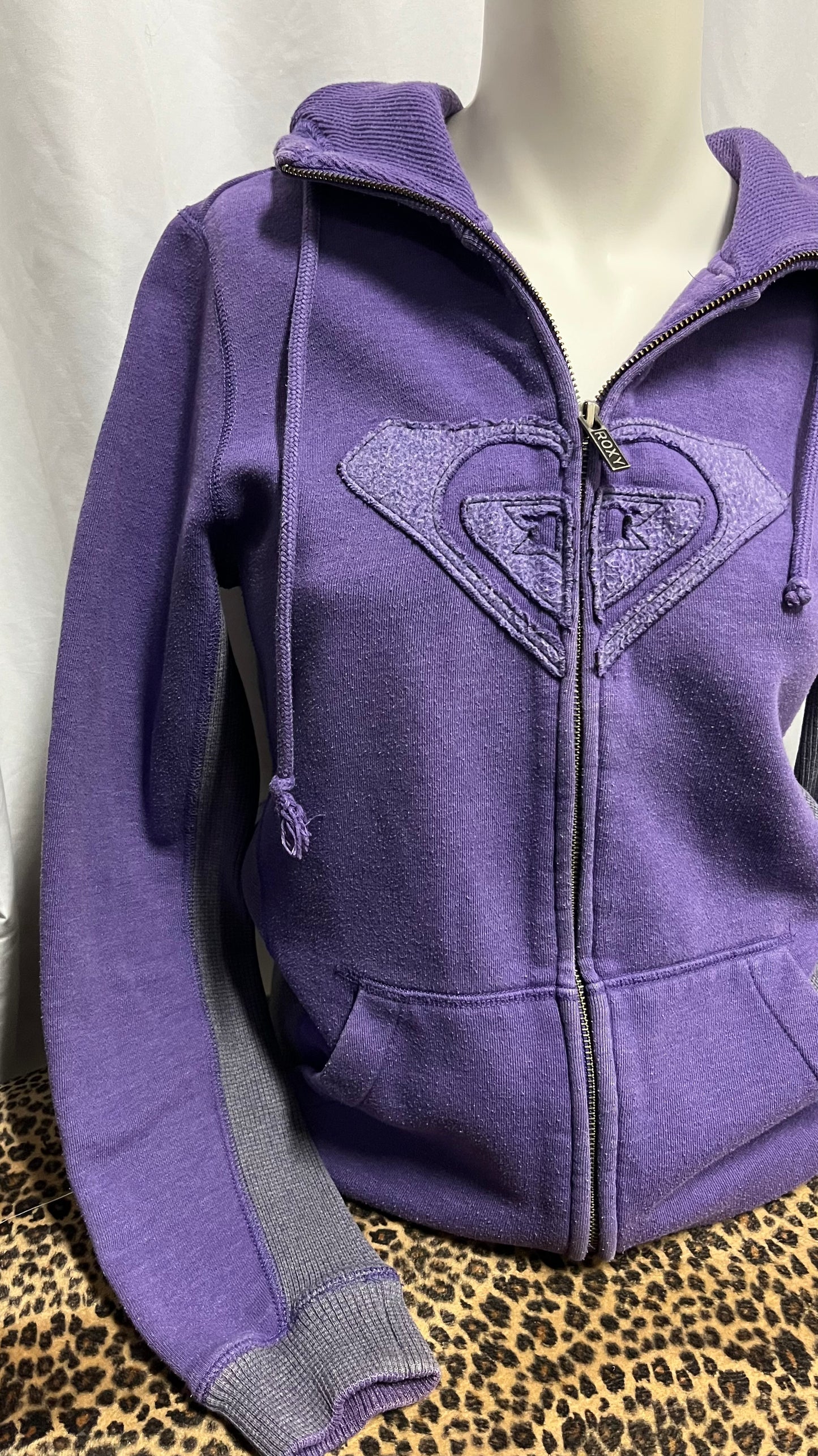Roxy Y2K Applique Purple Zip Hoodie