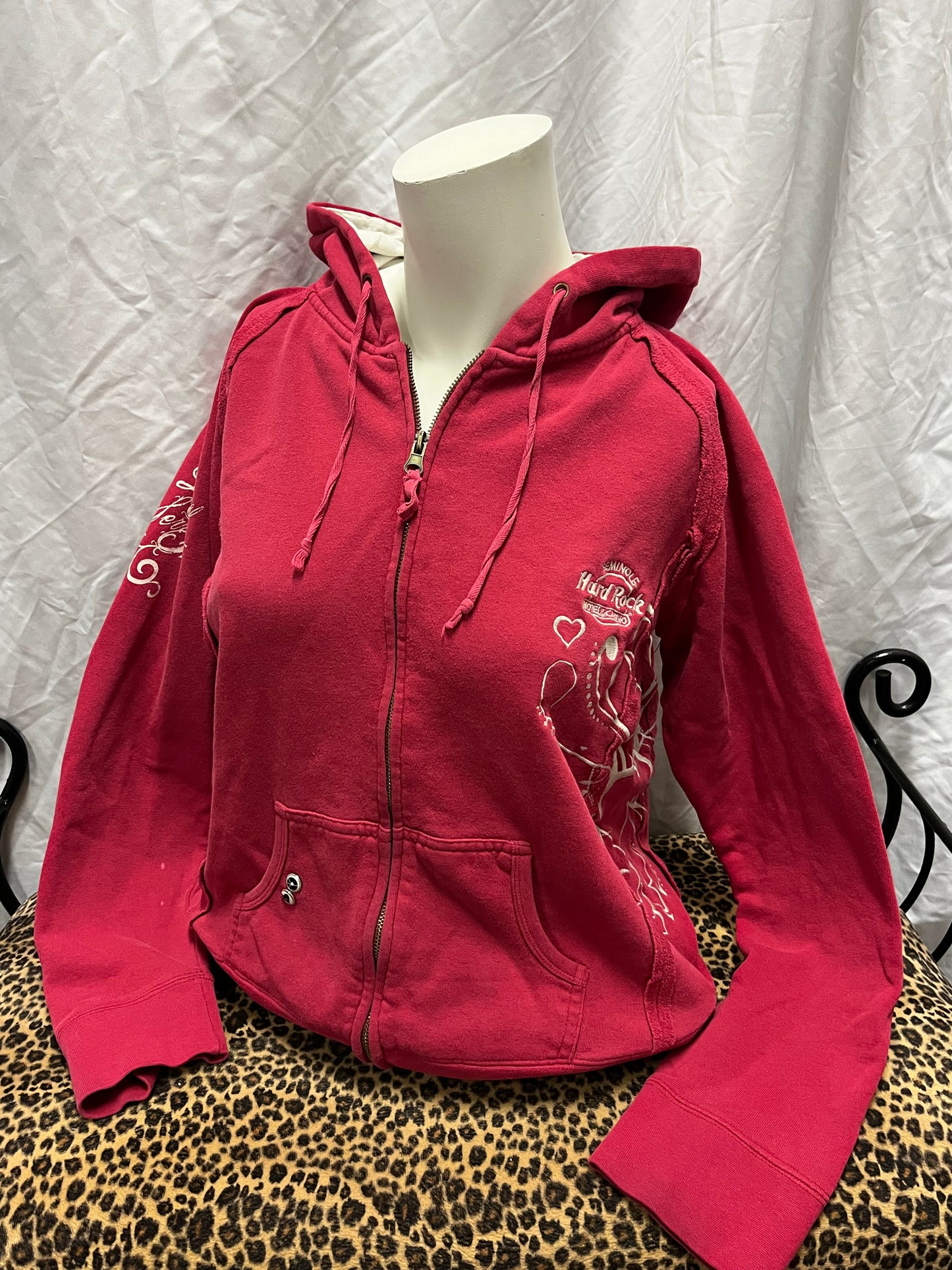 L/XL - Hard Rock Y2K Embroidered Zip Hoodie
