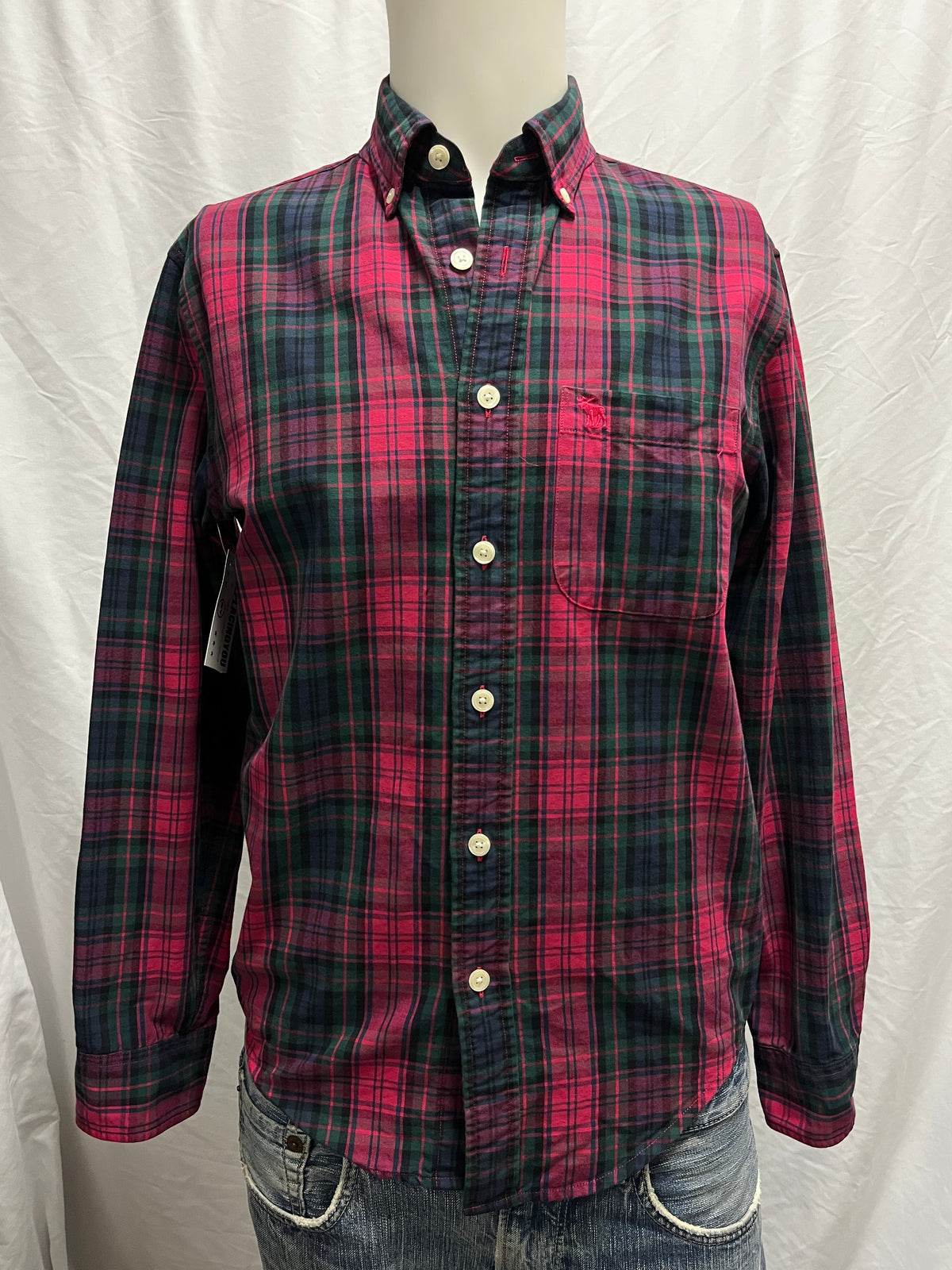 XS - Abercrombie & Fitch Y2K Pink + Green Plaid Shirt