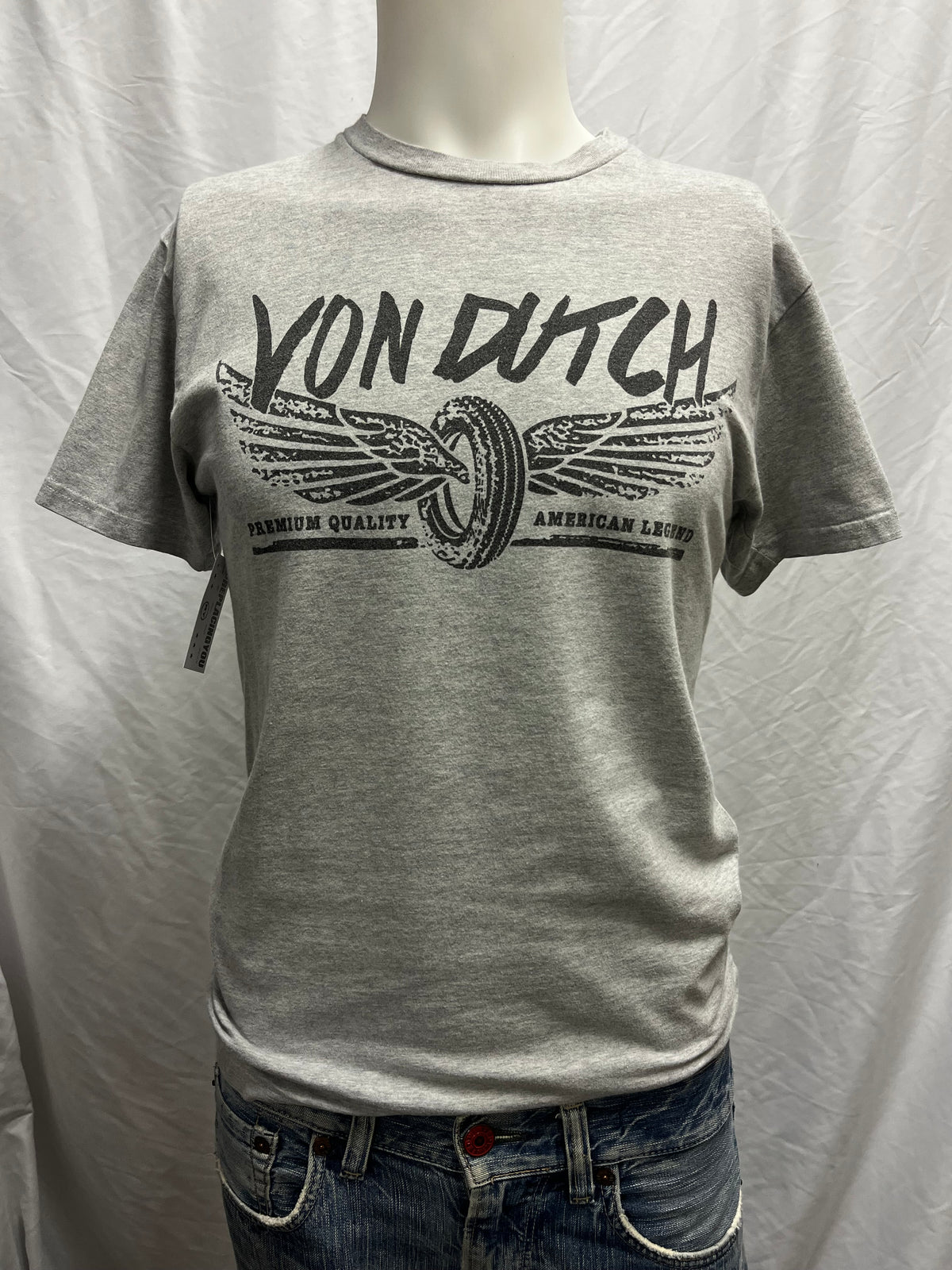 S - Von Dutch Grey + Black Graphic Tee