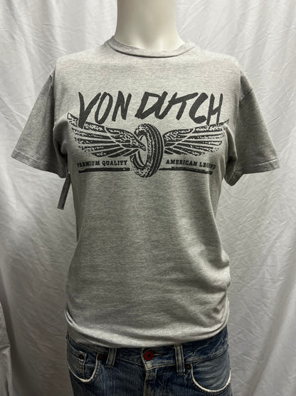 S - Von Dutch Grey + Black Graphic Tee