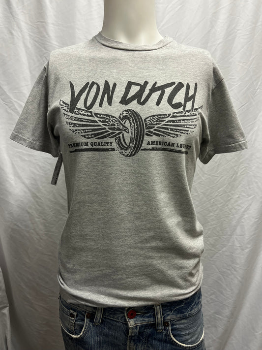 S - Von Dutch Grey + Black Graphic Tee