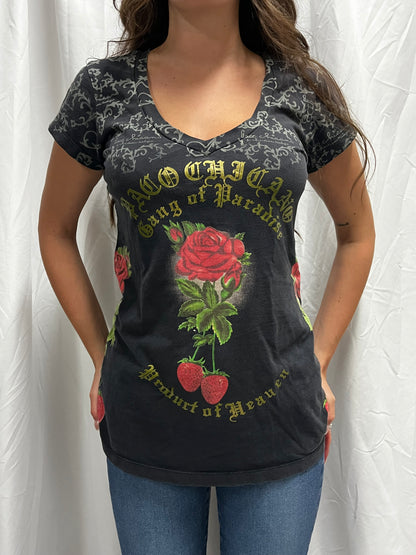 L - Paco Chicano by Christian Audigier Y2K Graphic AOP Top