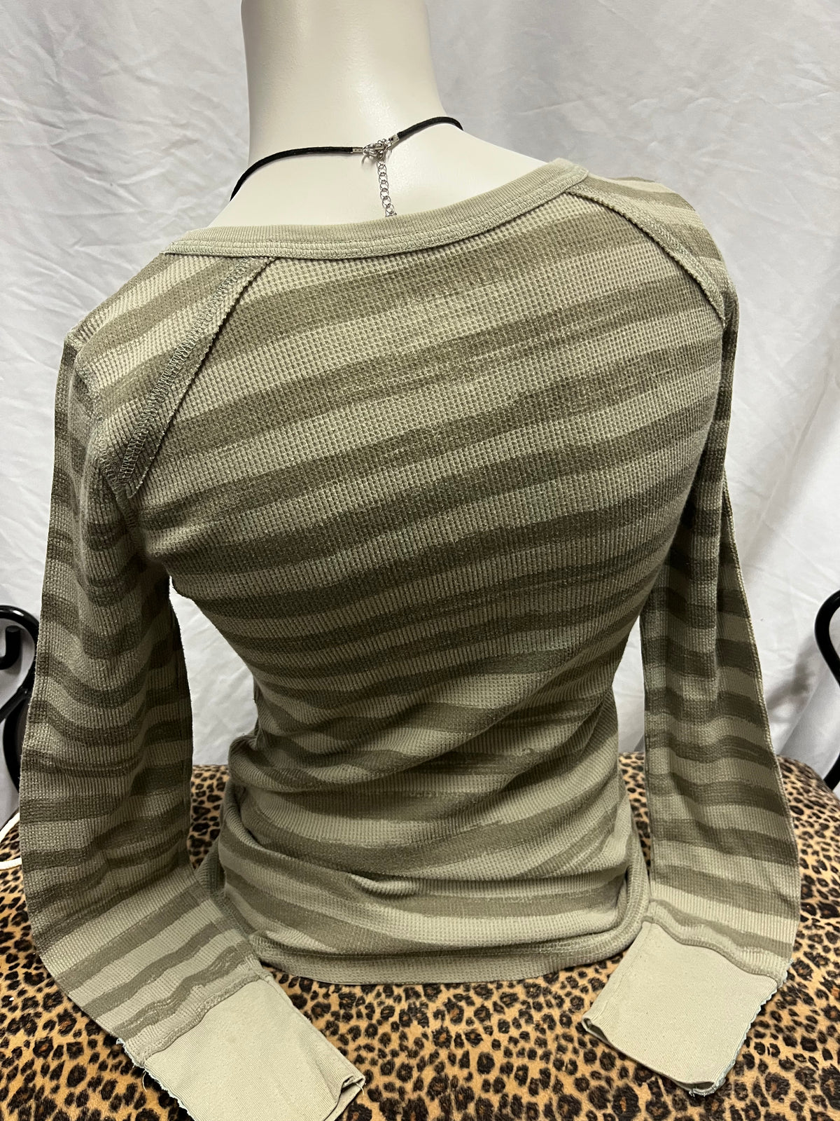 M - Decree Y2K Stripe + Flower Thermal Long Sleeve Top