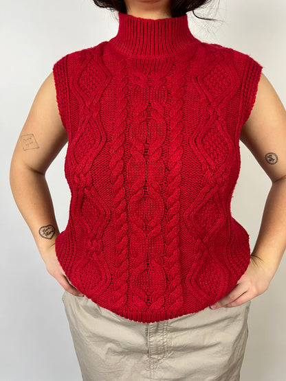 Northern Reflections Red Knit Sleeveless Top